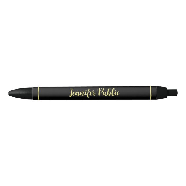 Custom Template Handwritten Name Black And Gold Pen (Front)