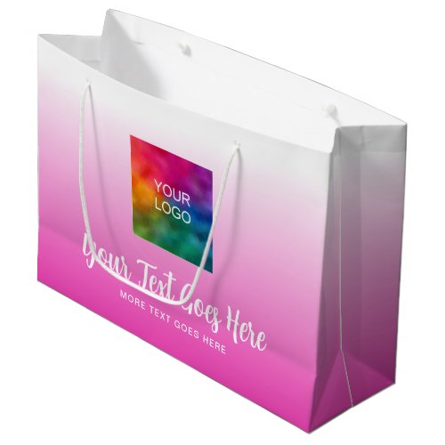 Custom Template Handwritten Script Logo Here Pink Large Gift Bag