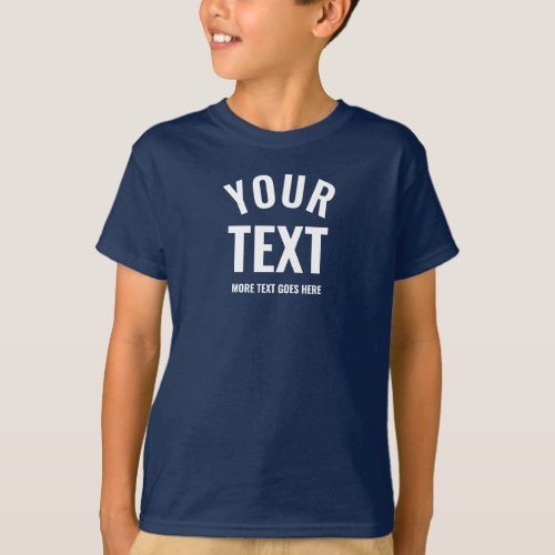 Custom Template Kids Boys Best Modern Navy Blue T_Shirt