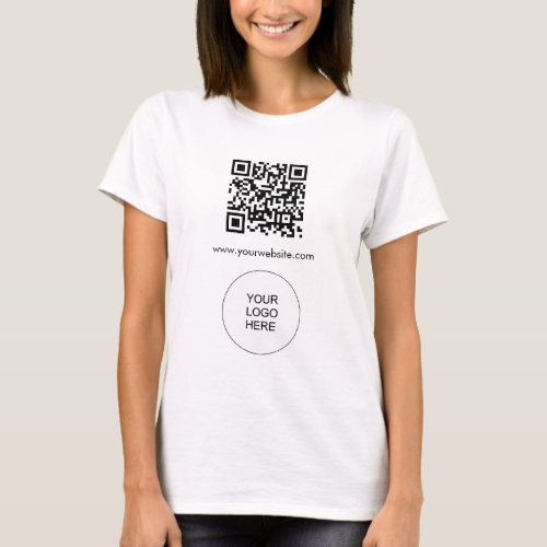 Custom Template Logo Womens Modern QR Code Barcode T_Shirt