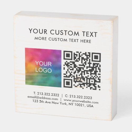 Custom Template Marketing Business Logo QR Code Wooden Box Sign