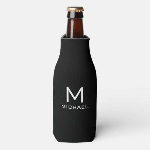 Custom Template Modern Black And White Monogram Bottle Cooler