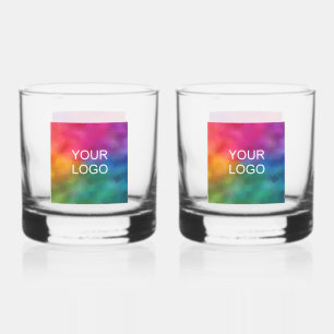 Custom Template Modern Business Logo Set of Two Whiskey Glass