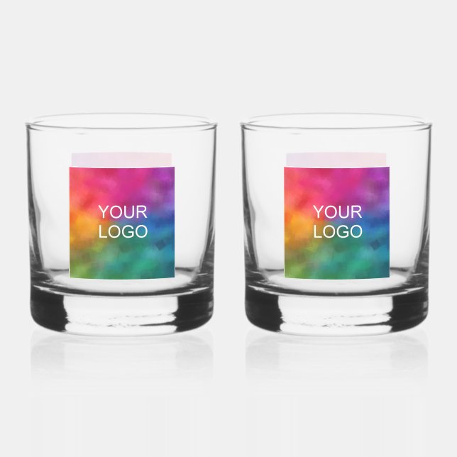 Custom Template Modern Business Logo Set of Two Whiskey Glass (Front)