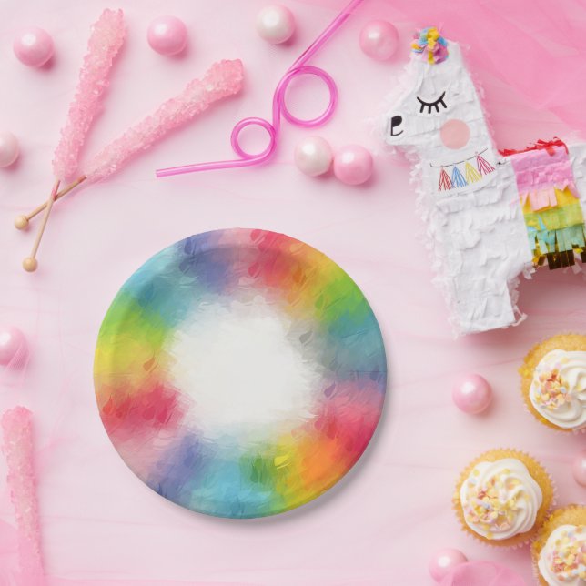 Custom Template Modern Elegant Colorful Round Paper Plates (Party)