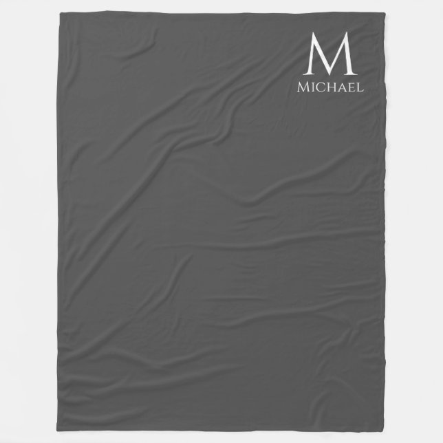 Custom Template Monogram Elegant Modern Fleece Blanket (Front)