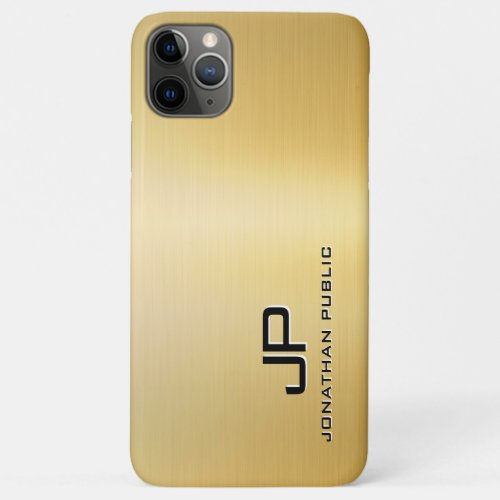 Custom Template Monogram Metallic Look Gold iPhone 11 Pro Max Case