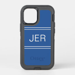 Custom Template Monogrammed Modern Royal Blue OtterBox Defender iPhone 12 Mini Case