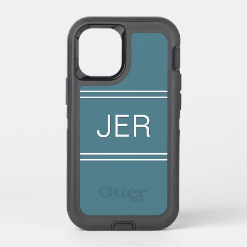 Custom Template Monogrammed Modern Turquoise OtterBox Defender iPhone 12 Mini Case