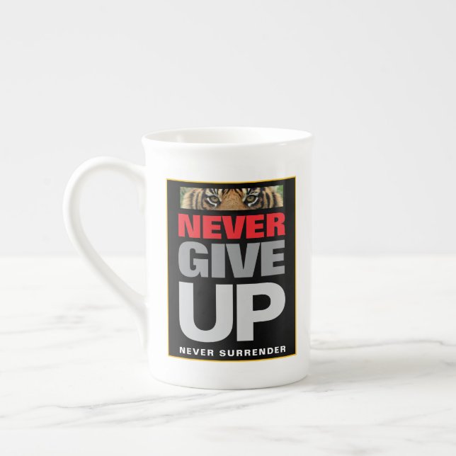 Custom Template Never Give Up Never Surrender Bone China Mug (Left)