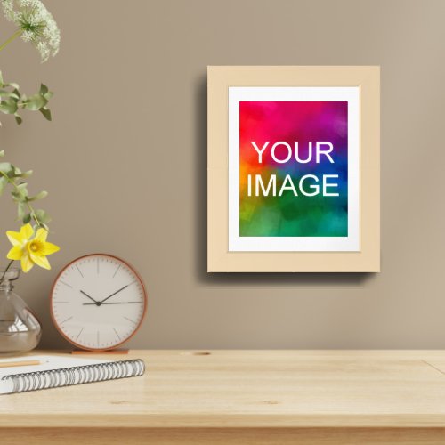 Custom Template Photo Inset White Mat Natural Wood Framed Art