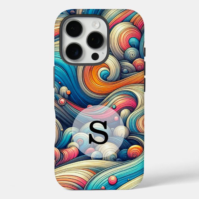 Custom Template Psychedelic Wavy Print Case-Mate iPhone Case (Back)