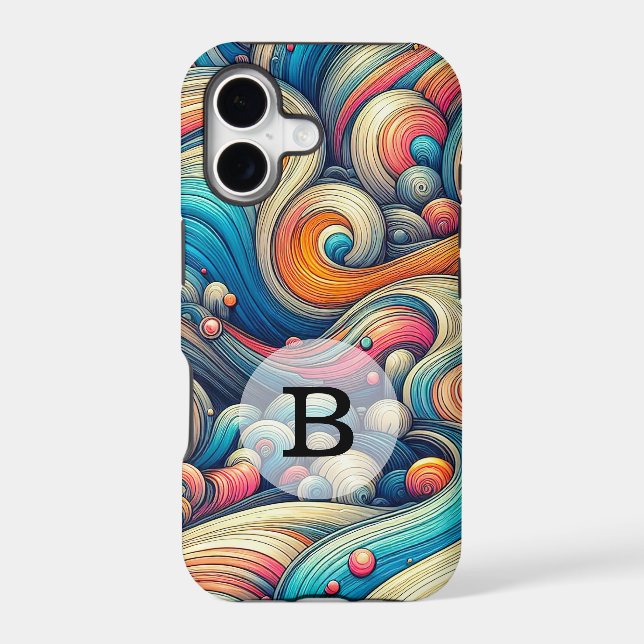 Custom Template Psychedelic Wavy Print Case-Mate iPhone Case (Back)