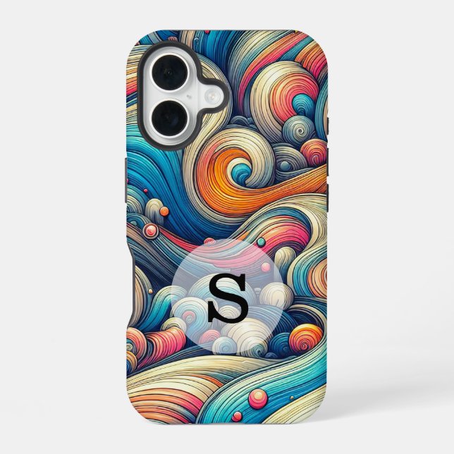 Custom Template Psychedelic Wavy Print Iphone Case (Back)