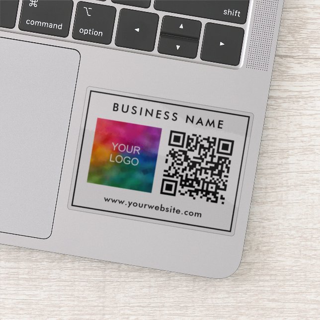 Custom Template QR Code Text Business Logo Stylish Sticker (Detail)