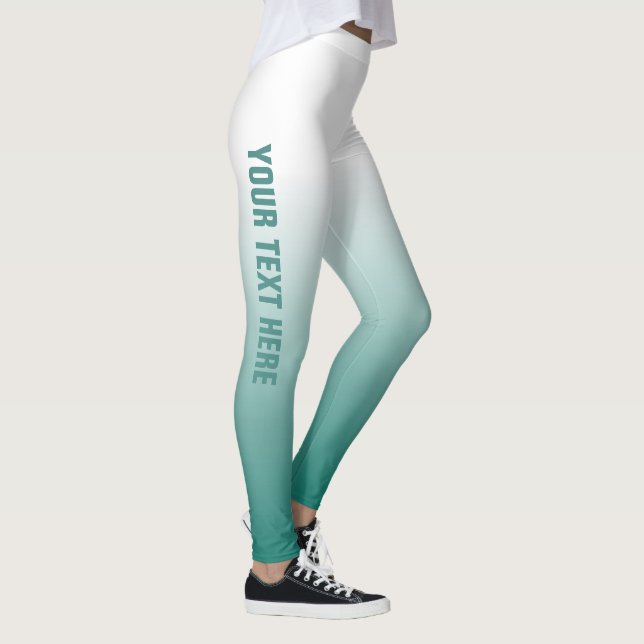 Custom Template Teal Blue Green Personalized Leggings (Right)
