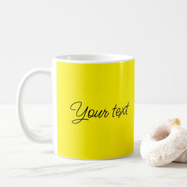 Custom Template Text or Name Handwritten Yellow Coffee Mug (With Donut)