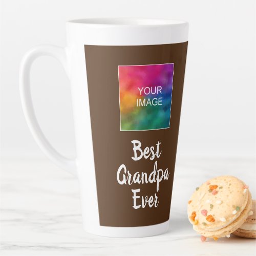 Custom Template Typography Brown Best Grandpa Ever Latte Mug