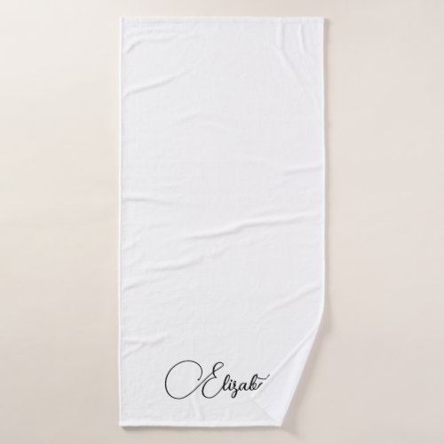 Custom Template Typography Name Black White Bath Towel