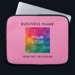 Custom Template Upload Business Logo Here Pink Laptop Sleeve<br><div class="desc">Custom Elegant Modern Simple Template Business Company Corporate Logo Name Here Add QR Code Promotional Electronics Bags / Tablet & Laptop Cases / Laptop Sleeves / Pink Color Neoprene Laptop Sleeve 10 inch.</div>