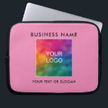 Custom Template Upload Business Logo Here Pink Laptop Sleeve<br><div class="desc">Custom Elegant Modern Simple Template Business Company Corporate Logo Name Here Add QR Code Promotional Electronics Bags / Tablet & Laptop Cases / Laptop Sleeves / Pink Color Neoprene Laptop Sleeve 10 inch.</div>