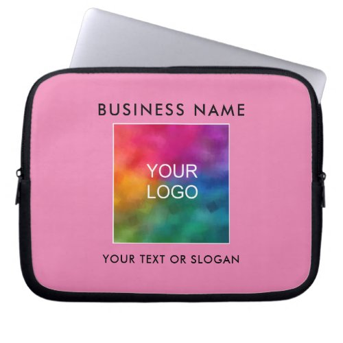 Custom Template Upload Business Logo Here Pink Laptop Sleeve
