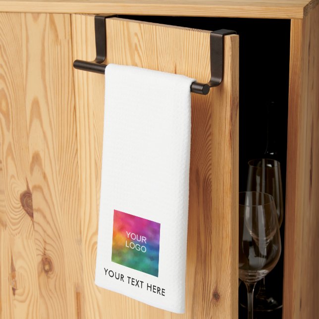 Custom Template Upload Your Business Logo Text Kitchen Towel (Thirds Fold)