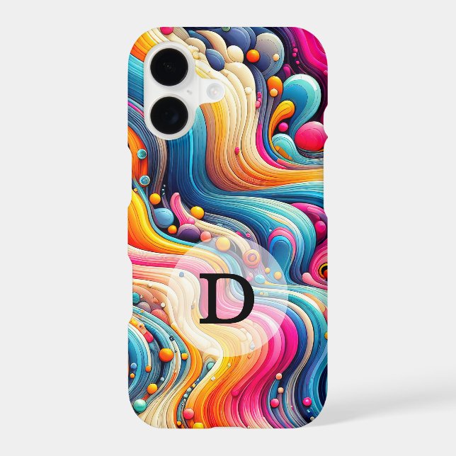 Custom Template Vibrant Wavy Design Case-Mate iPhone Case (Back)
