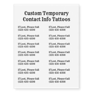 Custom Temporary Contact Info Temporary Tattoos