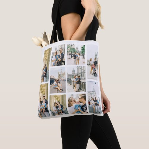 Custom Ten Photo Collage Tote Bag