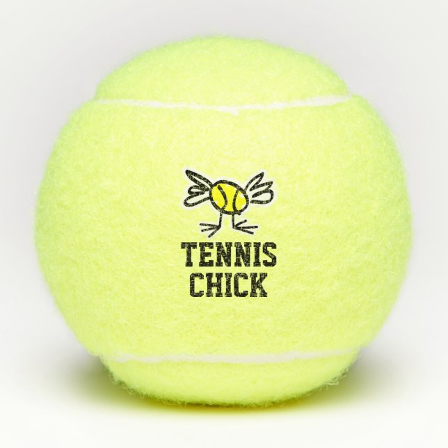 Custom tennis ball gift with cute chick logo (Front)