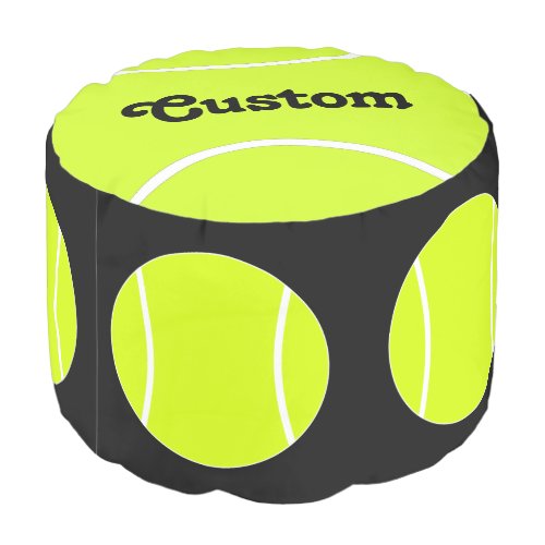 Custom Tennis Ball Player Name Round Pouf