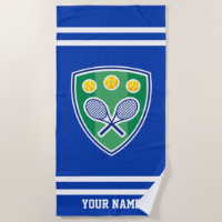 Custom tennis beach towel with crossed racket logo