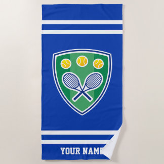 Custom tennis beach towel with crossed racket logo