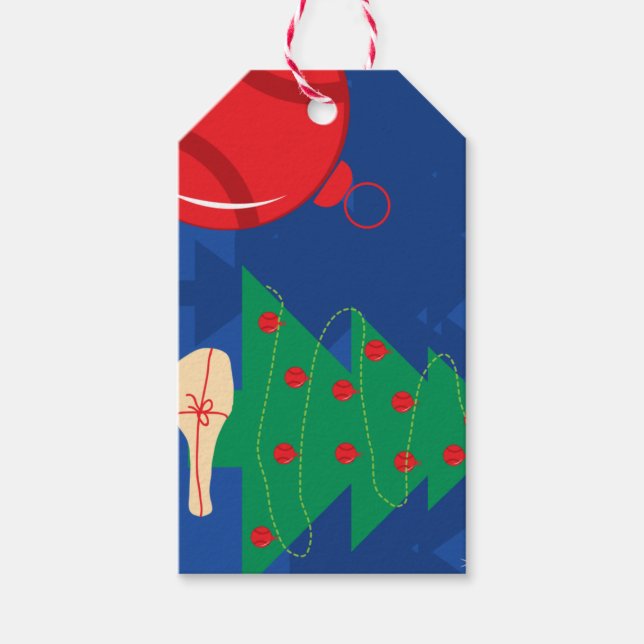 Custom tennis Christmas Holiday gift tags (Front)