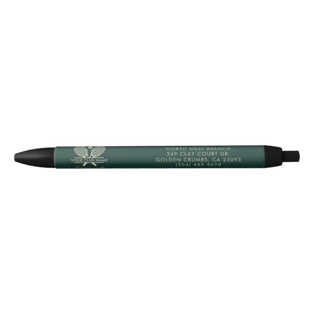 Custom Tennis Club Name Rackets Motif Giveaway Pen (Front)