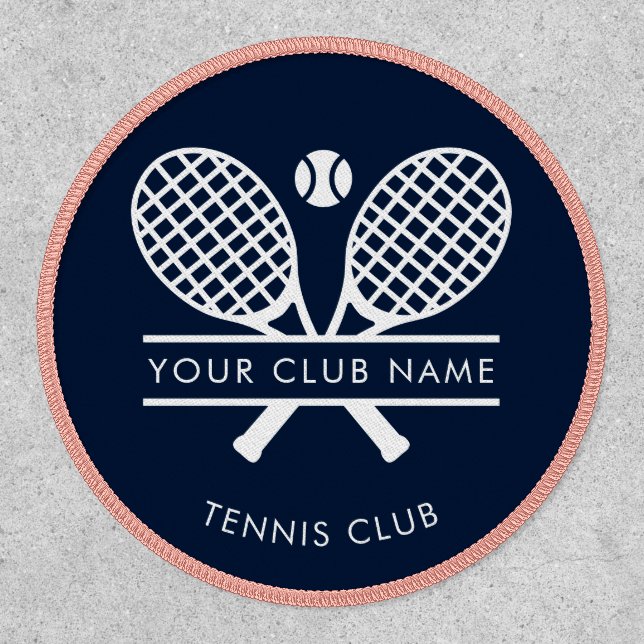 Custom Tennis Club Name Team Swag Navy Blue Patch (Front)