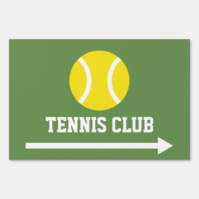 Custom tennis club party yard sign with arrow (Front)