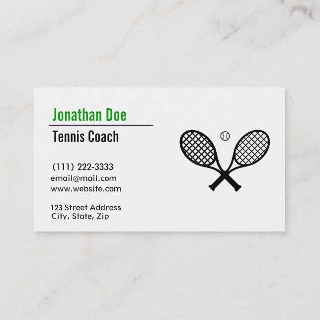 Custom Tennis Coach Business Card (Back)