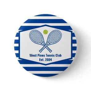 Custom Tennis Country Club Blue Striped Button