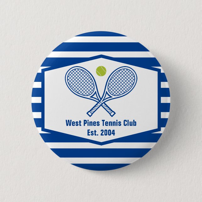 Custom Tennis Country Club Blue Striped Button (Front)