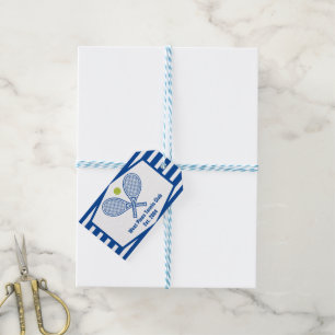 Custom Tennis Country Club Blue Striped Gift Tags