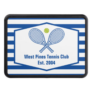 Custom Tennis Country Club Blue Striped Hitch Cover