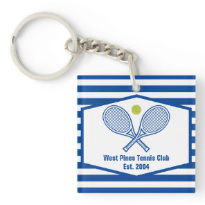 Custom Tennis Country Club Blue Striped Keychain