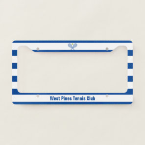 Custom Tennis Country Club Blue Striped License Plate Frame