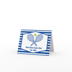 Custom Tennis Country Club Blue Striped Note Card