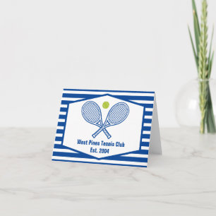 Custom Tennis Country Club Blue Striped Note Card