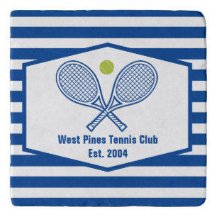 Custom Tennis Country Club Blue Striped Trivet