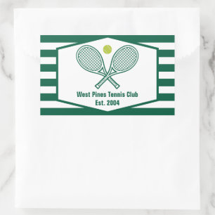 Custom Tennis Country Club Green Striped Rectangular Sticker
