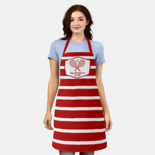 Custom Tennis Country Club Red Striped Apron